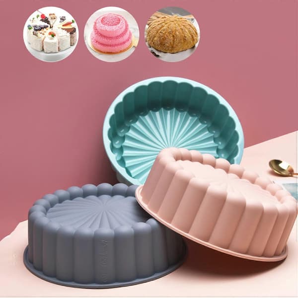Silikonform til kake, silikonform for baking av rund kakeform, non-stick og hurtigutløsende bakeform