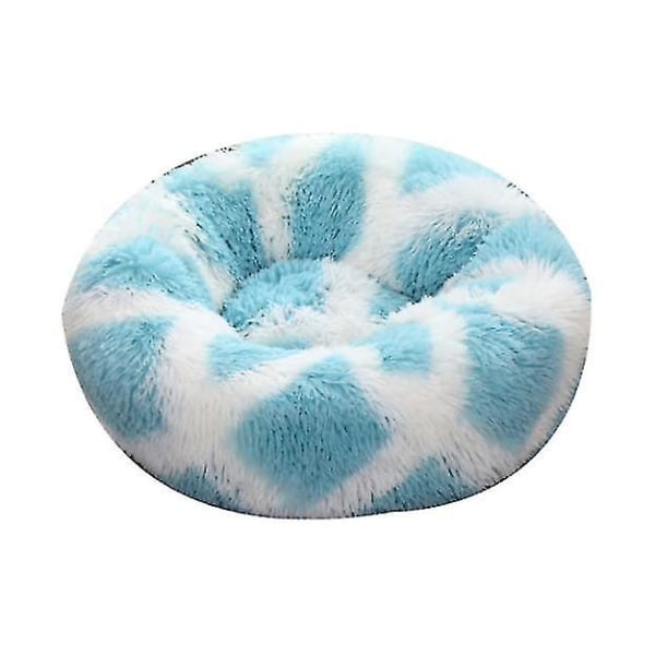 Avtakbar kjæledyrseng, plysjdonuts for små, mellomstore og store hunder og katter Blue White 60CM