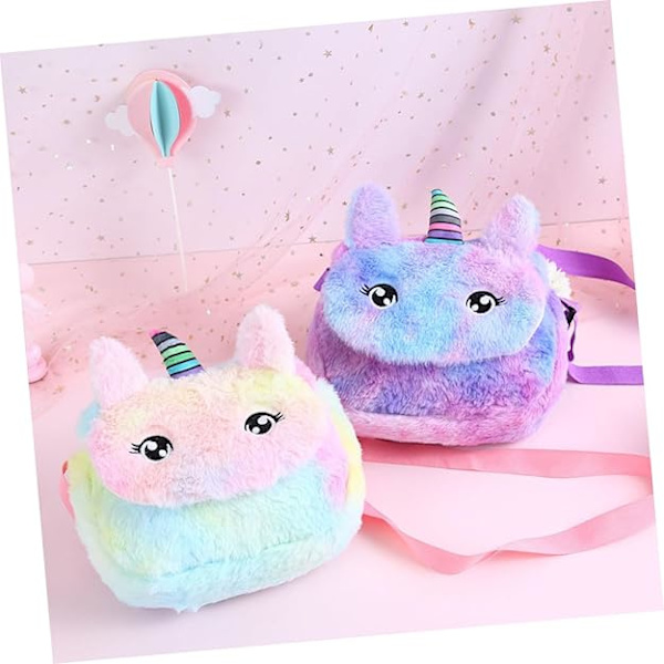 2 kpl Lasten olkalaukku Olkalaukku lapsille Pehmoinen crossbody-laukku Lasten kolikkopussi Lasten crossbody-laukku Yksisarvinen olkalaukku Luova olkalaukku