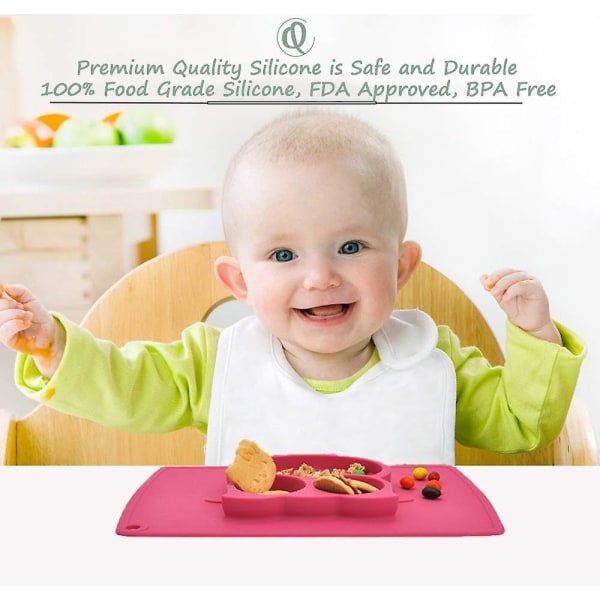 Småbørnstallerken, Babytallerken til småbørn og børn, bærbar, Bpa-fri, FDA-godkendt stærk sugeplade til småbørn