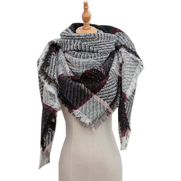 Dam Scarf Höst Vinter Klassisk Fransar Rutiga Scarf Varma Mjuk Chunky Stor Pläd Wrap Sjal Scarves Cirkel Scarf Wrap (Vit)