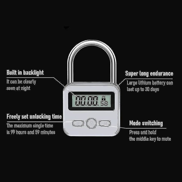 Smart Time Lock, 99 timers maks timinglås med LCD-display Multifunktion elektronisk rejsetimer AY -t