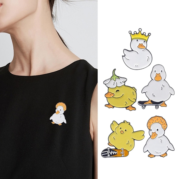 Tegneserie Brosje Søt Hvit/Gul And Brosje Legeringsnåler Elegante Kostymetilbehør Morsom Dyr Ena D