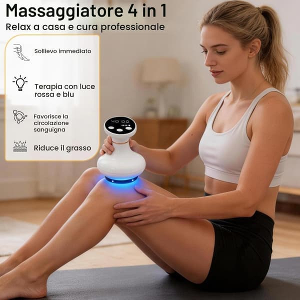 Elektrisk kropsmassager med varmeterapi, massageværktøj til cellulite og rygsmerter (hvid)