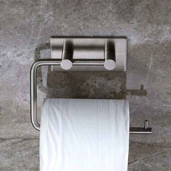 Selvklæbende toiletpapirholder, børstet rustfrit stål, toiletrulleholder uden boring