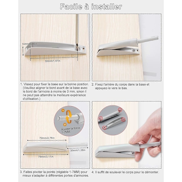 Push to Open Skabsdør Dæmper 2 Stykker Magnetisk Push Open Lås Skab Push Pulls Magnetiske Lukninger til Skab Push to Open System Skuffe Dæmper