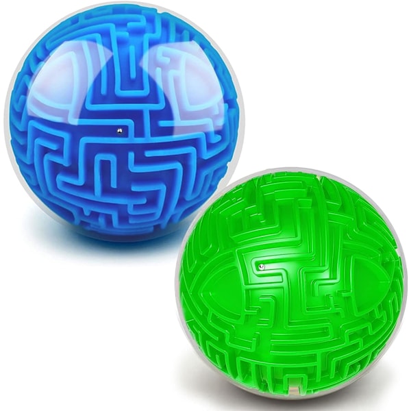 Labyrintkugle 3D puslespil kugle hjerne teasers spil, 2 stykker labyrintkugle legetøj, dobbelt udfordringer hjerne interaktiv puslespil kugle sfære spil fest favoriserer