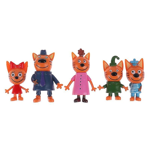 5 kpl Kolme pientä kissanpentua toimintahahmoleluja Venäläinen sarjakuva Anime Mini Happy Cats
