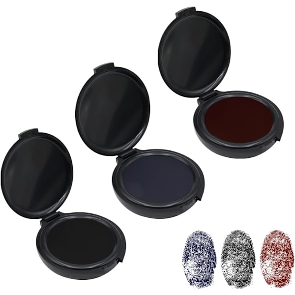 Tumfärgsplatta, fingeravtrycksfärgsplatta, fingeravtryckssats för identifieringssäkerhets-ID fingeravtryckskort brottsbekämpning fingeravtryckstämpel bläckplatta 1 Black+1 Red+1 Blue