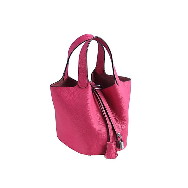 Dame Læder Håndtaske Grøntsagskurv Taske Tote Taske Håndtaske Kohud Spand Taske Ins Rose red