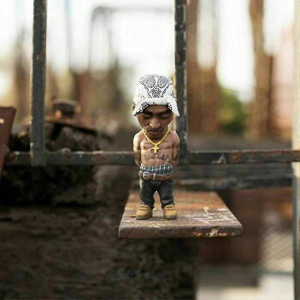 Handgjord Legend Minnesmärke Staty Skulpturer Modell Harts Prydnader Skrivbord Heminredning Present Tupac White