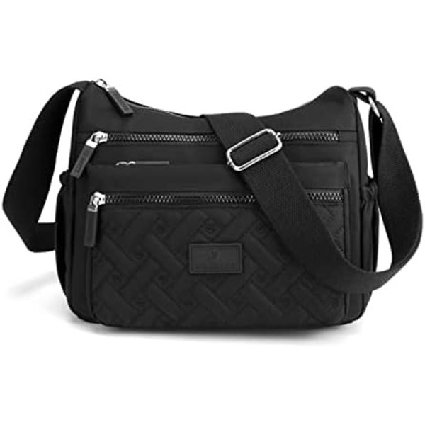 Naisten crossbody-laukku, moniosainen crossbody-laukku, olkalaukku, matkalaukku, käsilaukku (musta)