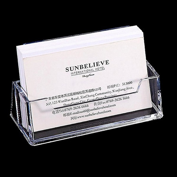 Transparent skrivebords hylde opbevaring display stativ akryl plastik transparent skrivebord visitkort holder (hvid)