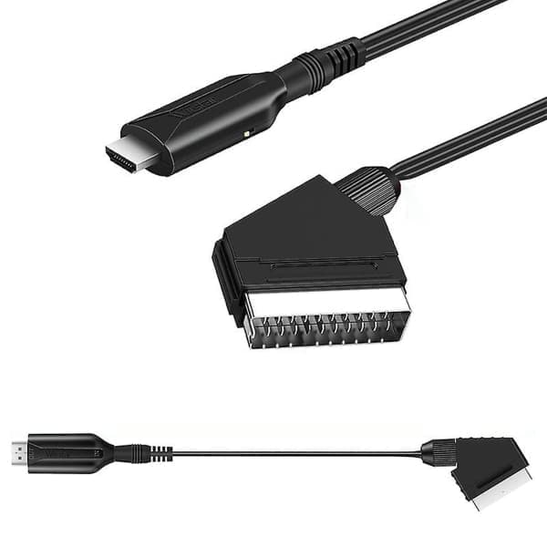 Scart til HDMI-konverter lydvideoadapter til HDTV/DVD/Set-top-boks/PS3/PAL/NTSC null ingen