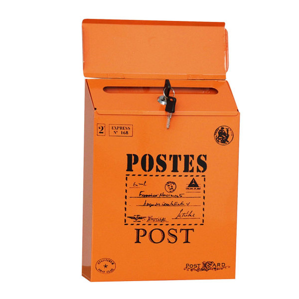 Vintage retro veggmontert postkasse - Post Postbrev Avisboks - Orange