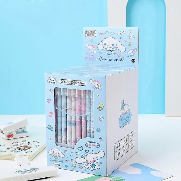 12-144 Sanrio raderbara gelpennor Hellokitty Melody Kuromi Cinnamoroll rollerball-penna A4 Erasable blue 12pcs