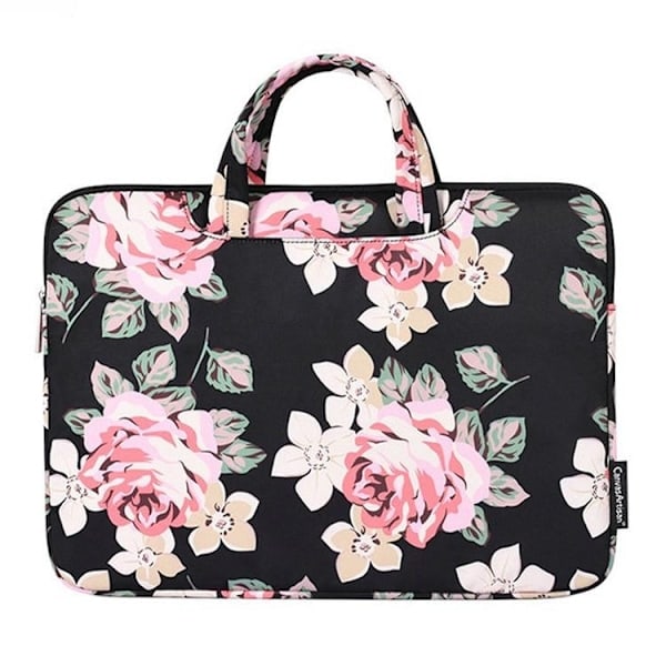 CANVASARTISAN Computertaske 15\" Blomster - Sort Sort