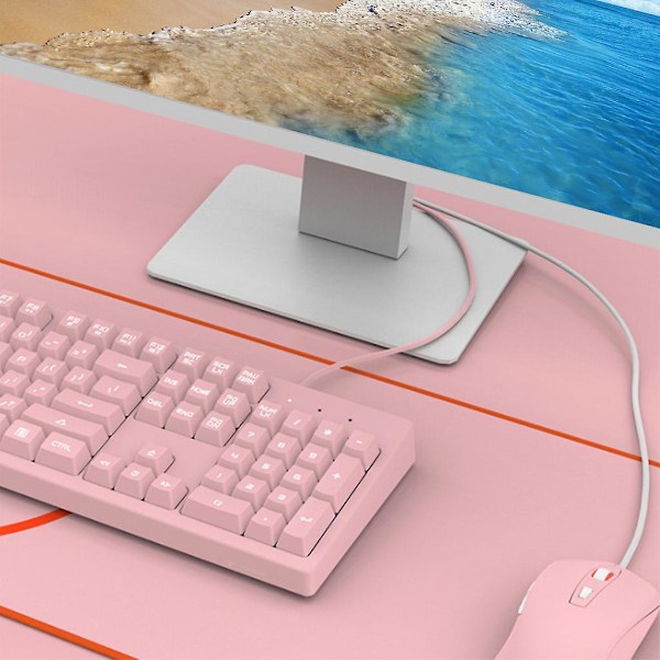 USB Kablet Mekanisk Gaming Tastatur 104 Taster RGB Baggrundsbelyst til Desktop Laptop Black
