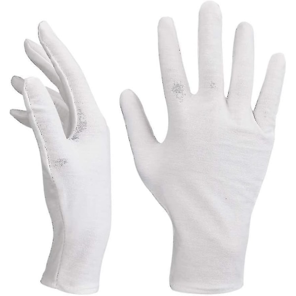 12 par hvide handsker bomuld bløde bomuldshandsker åndbare arbejdshandsker damer