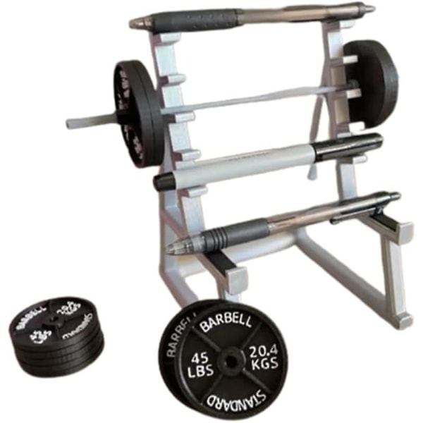 Squat Rack Pen Holder - Skrivebordsarrangør, Sjov vægtløftning Pen Desktop Holder Organizer Med Barbells Og Vægte, Fitness Squat Blyantholder Adgang