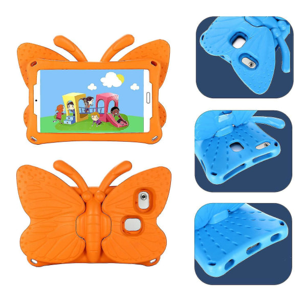 Butterfly Samsung Galaxy Tab A7 Lite 8.7 T220/t225 2021 case, lapsiystävällinen, Eva-pehmeä vaahtomateriaali, paksut neljä kulmaa, kameran suojaus, iskunkestävä Orange