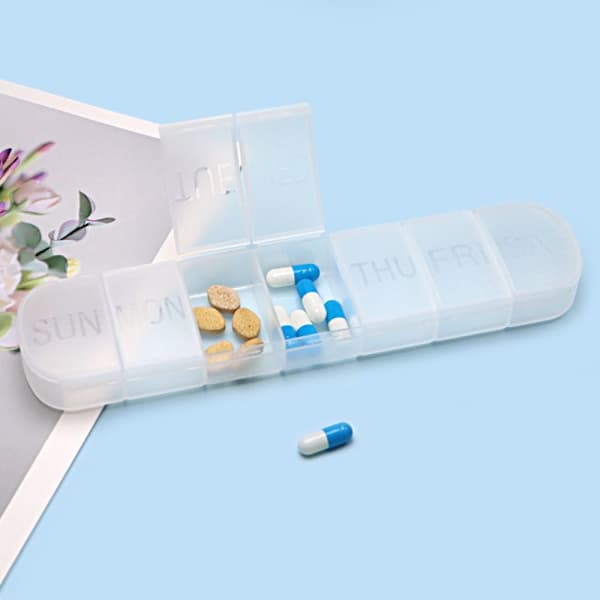 7-dagars pillerask veckovis medicinbehållare VIT Vit White