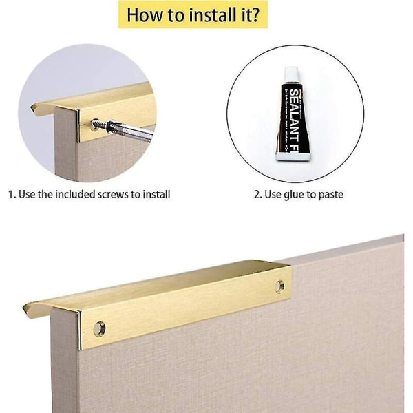 Skaphåndtak, 6 stk 150 mm skjulte matte gull dørhåndtak, aluminiumprofilhåndtak, integrert håndtak kjøkkenskaphåndtak for skuffeskap Inter