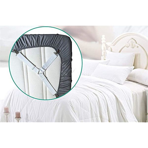 3 klips seng hjørneholder sengetøy fester madrassdeksel klips tunge sengetøy elastiske stropper justerbare 4PCS White 3 Clips