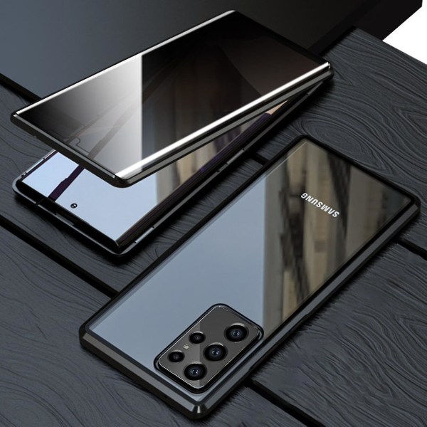 Case Compitiabe Med Samsung Galaxy S23 Ultra, Anti Peeping Case Dubbelsidigt härdat glas Skyddande flipskal 360 Helkroppsskydd M Black
