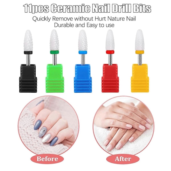 5 st Keramiska Nagelborr Set för Akrylnaglar, 3/32\" Professionella Poleringsborr för Nagelhuden Nagelkonstverktyg, Elektriska Nagelfilar (Majskolv)
