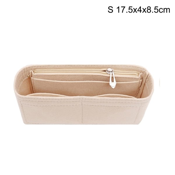 Multi-Pocket Dame Indsats Taske Håndtaske i filtstof - Beige S