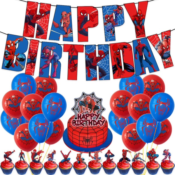 Spider-Man tema bursdag banner ballong festdekorasjoner