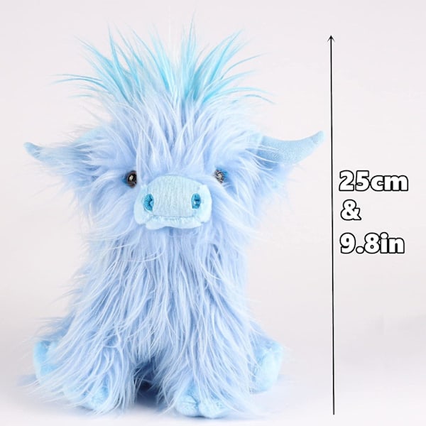 Highland Cows Stoffdyr Realistisk Skotsk Ku Plussj Leke Blue