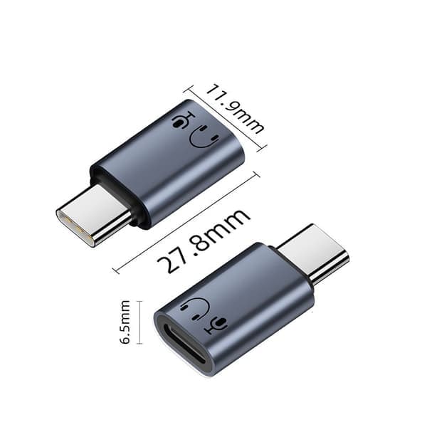 Lightning hun til TYPE-C han aluminiumslegering hovedtelefonadapter, digital lydkonverter til lytning, opkald og HiFi lydkvalitet Grå Grå Grey
