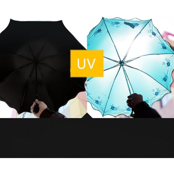 Solparasoll Dam UV Parasol Paraplyer för kvinnor Fällbar Parasol Vattentät UV-paraply för solskydd Blomstermagi Lätt 8 ben Paraply