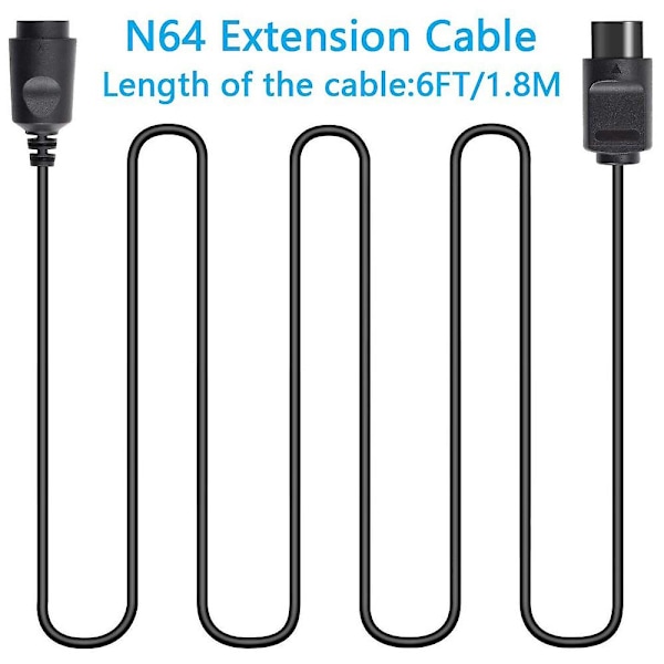 4-pak 6ft N64-kontrollerforlengelseskabel for N64-kontroller