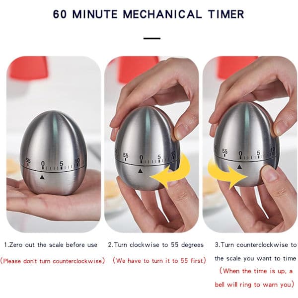 60-minutters eggtimer, kjøkkentimer, oppgavetimer 0–60 minutter, klasseromstimer, visuell timer for barn