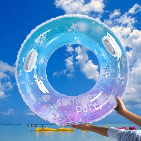 Uppblåsbara Ringar för Vuxna Cool Sommar Stor Vatten Uppblåsbar Gummistjärnhimmel Poolring med Paljetter Strandringar Flytleksaker -GSL A