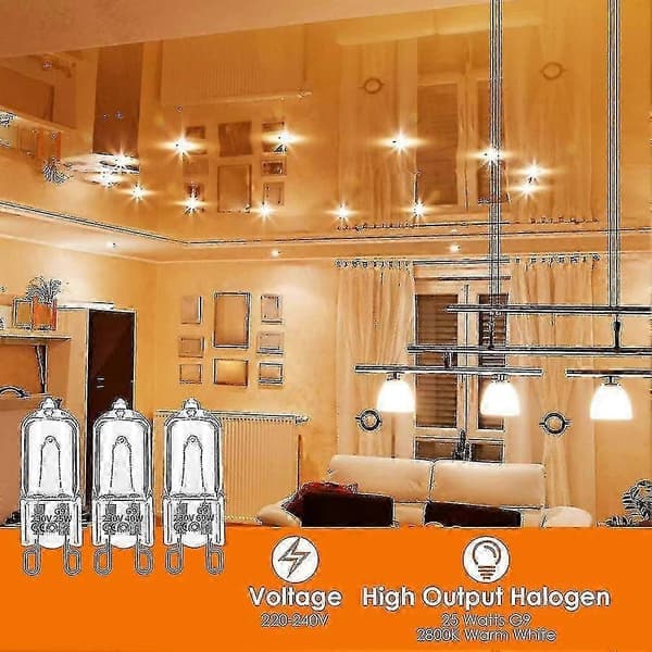 20-pack G9 60W Halogenlampor Dimbar Varmvit 2800K Redo för Kronkronor & Pendellampor_Kvalitetspresenter