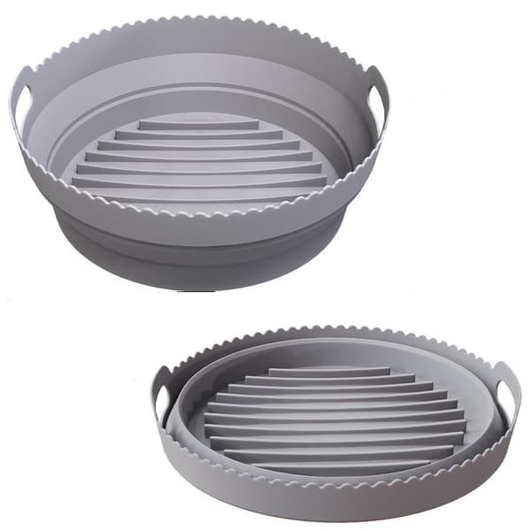 Silikoneform til Airfryer, Sammenfoldelig rund Airfryer silikoneform 20 cm Grå 20 cm Grå 20 cm