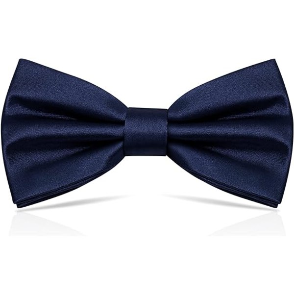 Förknuten fluga för män, Tux fluga justerbar formell fluga i satin för fest bröllop (marinblå)