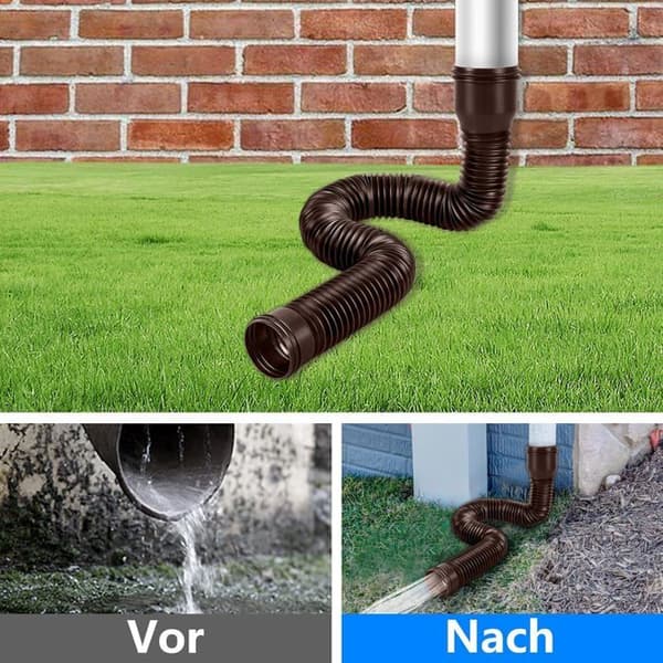 Flexibel stuprörsförlängningssats, passar 90/100 mm stuprör, justerbar längd 35–100 cm (brun, 2-pack)