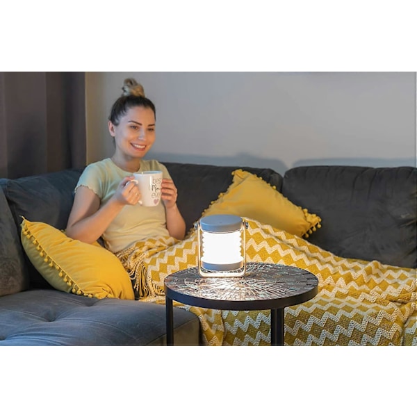 Uttrekkbar LED Touch Lampe Sammenleggbar Teleskopisk Nattlampe Lykt Bordlampe White