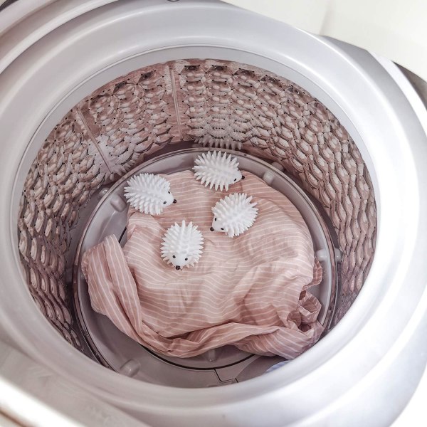 4 STK tørrekugler til vasketøj, genanvendelige tøjvaskebolde og tørrebolde med plastpindsvin, anti-sammenfiltring og genanvendelig