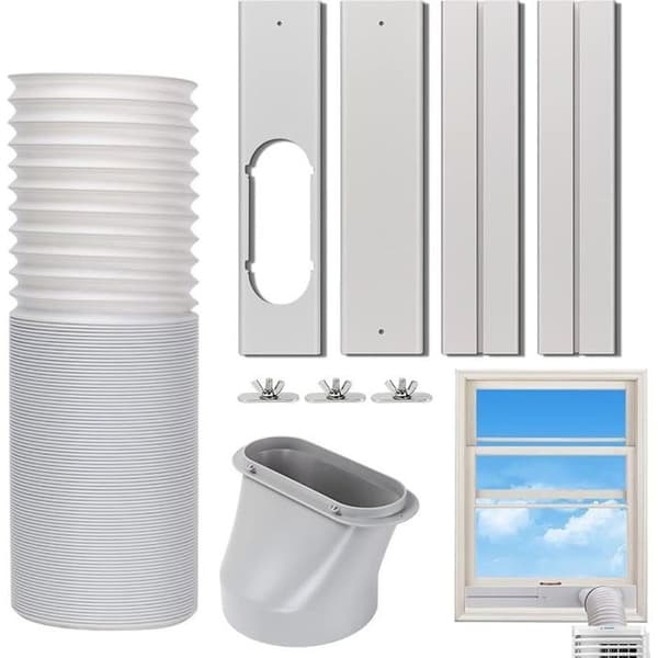Bærbart klimaanlæg udluftningssæt; justerbart; 15 cm x 150 cm slange; egnet til vandrette skydevinduer