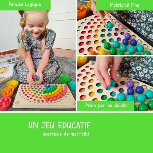 Motorikkspill - MARAYAN - Colorino - Tre - Pedagogisk - 3-5 år - Regnbue