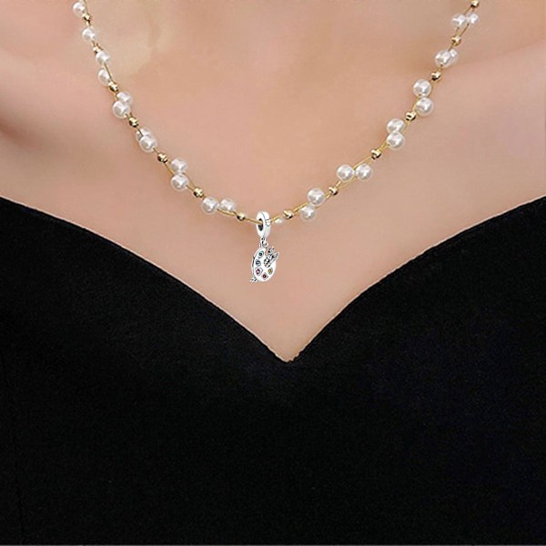 Kunstnerpalet Dingle Charm 925 Sterling Sølv Dingle til Pandora Armbånd Musiker Kvinder