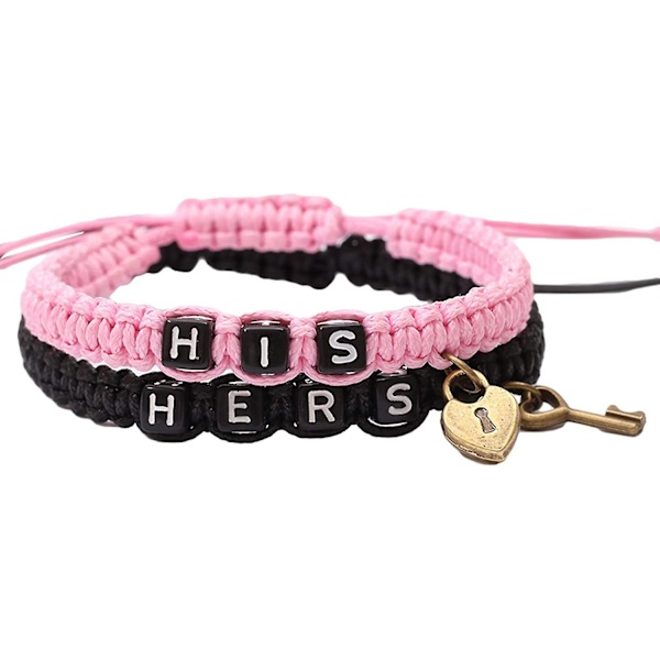 2 kpl/setti Hänen ja Hänen kirjainlukkoavainriipus Käsinkudottu pariskunnan rannekoru Bangle naisille miehille tytöille pojille