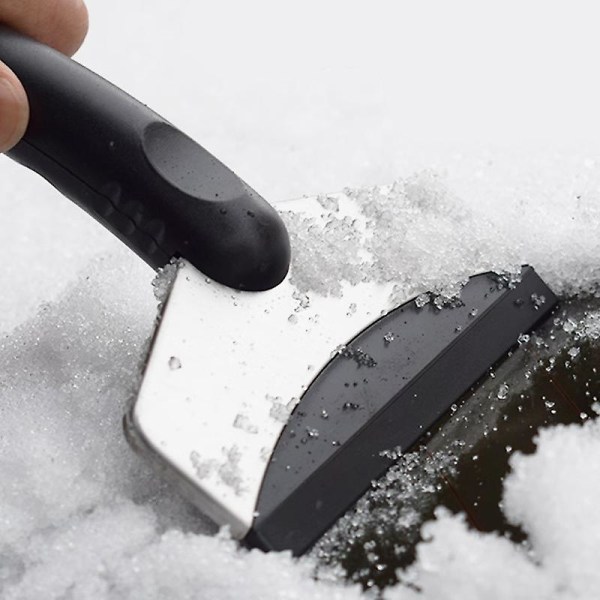 Isskrape for biler, rustfritt stål isspade vinterbil mini snøfjerning assistent rengjøring bil frontrute og vinduer (1 stk, svart)