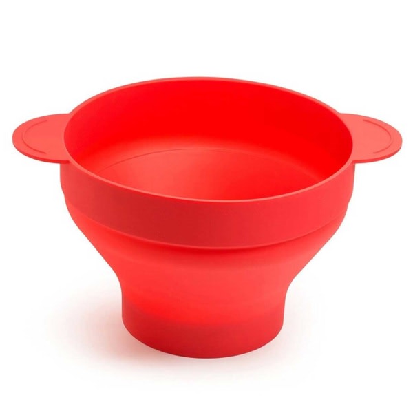 Popcornskål Silikon Mikroskål for Popcorn - Sammenleggbar rød rød